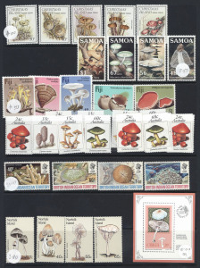 REST OF THE WORLD - Thematics : M' to 'S' THEMATICS: ex-dealer's stock on Hagners in two binders, mostly 1960s-90s era with sets, part-sets and M/Ss, themes comprising 'Maps', 'Mushrooms', 'Music', 'Medicine', 'Postal Services & UPU', 'Religion', 'Road Safety' & 'Space'; items were previously priced up to $20; wide range of countries represented; majority mint with good proportion MUH, mostly fine. (100s)