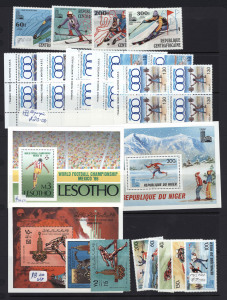 REST OF THE WORLD - Thematics : SPORTS' (incl.'OLYMPICS'): ex-dealer's stock on Hagners in well-filled binder, mostly 1960s-90s era (few earlier) with sets, part-sets, plenty of M/Ss and some booklets; items previously priced up to $20; wide range of countries represented; majority mint, with good proportion MUH, mostly fine. Appealing lot. (many 100s)