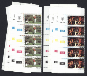 SOUTH AFRICA : HOMELANDS - BOPHUTHATSWANA: 1978-1993 ex-dealer's stock accumulation in three Boga sheet files, with heavily duplicated sets, some in imprint corner multiples, plus complete panes and sheetlets; mostly MUH, few CTO items retaining full gum; generally very fine condition. Huge quantity of material to work through, with heaps of thematic appeal including birds, animals, flowers & trees. (many 1000s).