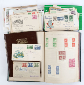 REST OF THE WORLD - General & Miscellaneous Lots : World Collection mint and used with Australia with imprint blocks incl.1932 6d Kooka, KGVI 3d Blue Die I imprint block of 4 (perf separations), also mint New Zealand 1940 Centennial set, Norfolk Island 1953 Bloody Bridge set, British Commonwealth 1946 Victory Omnibus; also philatelic covers incl. Australia 1948 Mitchell PMG's Dept FDC, AAT 1959 set on Wilkes Base FDI registered cover, Norfolk Island 1959 3d green & 2/- blue Ball Bay FDC,