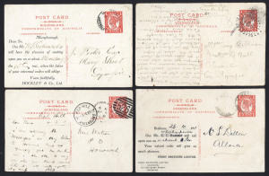 QUEENSLAND - Postal Stationery : POSTAL CARDS (VIEWS): 1910 Four Corners View Card view 'Scene on the Upper Johnstone River, North Queensland', four postally used examples comprising 1911 Red Hill to Howard, Coowonga to Tewantin or Warwick to Allora, the latter with printed advice for Perry Brothers Ltd, plus 1913 Gympie local use with printed notice for Hockley & Co. (4)