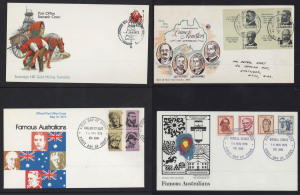 First Day & Commemorative Covers : 1970-1975 Collection of Decimal FDCs in 2 matching Australia Post cover albums, comprising 100 covers on Hagners, all but one unaddressed, with 1969 5c Prime Ministers (addressed), 1970 6c Famous Australians & 1972 Prime Ministers booklet tab covers, 1970 Royal Visit, 1970 Cook (3, APO, Royal & Excelsior), 1971 Aboriginal Art (2, both types), 1971 Xmas, 1973 Architecture (2, APO & WCS), 1974 Animals (2, APO & WCS), etc. Clean condition, and becoming difficult s