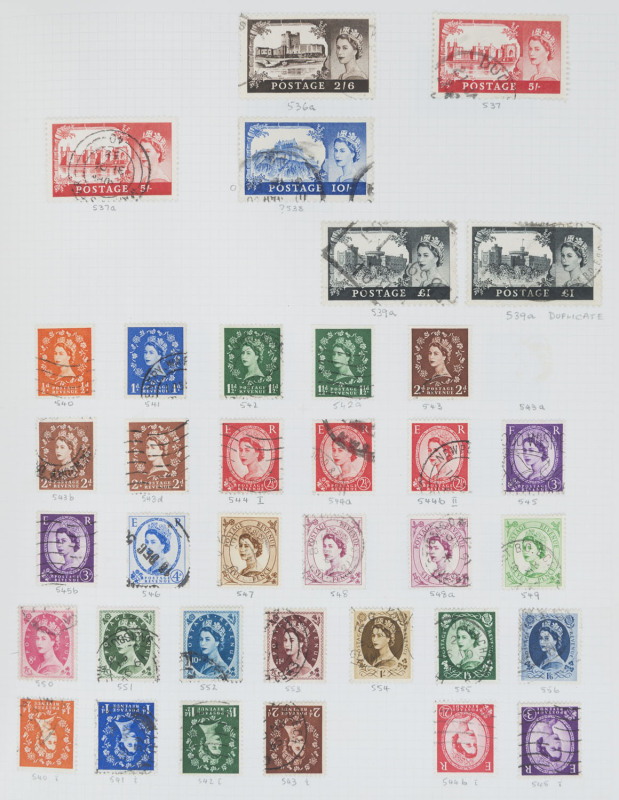 GREAT BRITAIN : 1952-99 used collection with pre-decimal Wildings graphite line & phosphor issues with watermark variants, pre-decimal commemoratives with phosphor banded issues, Castles to £1; decimals with range of Machins plus plenty of complete 1970s-