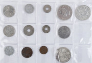 Coins - World : World Assembly with some silver items with France 1812 5fr, 1836 5fr 1868 5fr, 1965 10fr plus 1799, 1822, 1823 silver Jetons, also Austro-Hungarian (1780) Maria Theresa thaler, Panama 1947 1 Balboa, Romania 1875 2l, 1941 500l, 1944 500l (2