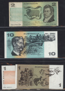 BANKNOTES - World : AUSTRALIA & WORLD SELECTION: with Australia decimal notes with $20 (3) incl Fraser/Evans aUnc (2), $10 (7) incl 1991 Fraser/Cole EF and 1988 Bicentenary (4) aUnc, plus $5 (6); mostly circulated world banknotes incl. German notgeld curr - 3