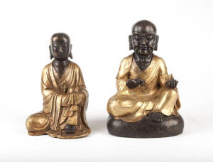 Two parcel-gilt bronze figures of deities, 20th century, 20 and 23cm high&nbsp;
