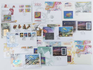 MALAYSIA: 1997-2005 group of limited edition FDCs produced in conjuction with Royal Selangor Pewter, franked with various sets or M/Ss, each cover illustration including a pewter foil reproduction of a single stamp from the issue; all are fine unaddressed, two covers duplicated (16)