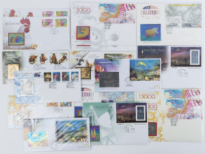 MALAYSIA: 1997-2005 group of limited edition FDCs produced in conjuction with Royal Selangor Pewter, franked with various sets or M/Ss, each cover illustration including a pewter foil reproduction of a single stamp from the issue; all are fine unaddressed