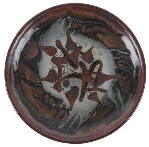 REG PRESTON studio pottery platter, signed "Preston", 30cm diameter