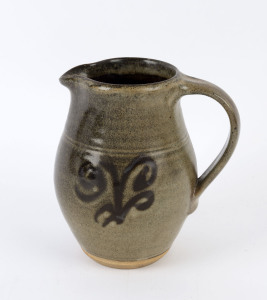 LES BLAKEBROUGH pottery jug, monogrammed "L. B." with Sturt Pottery mark, 15.5cm high