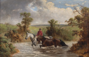 Frederick WOODHOUSE (1820 - 1909) (Attrib.) Exercising the Thoroughbred, oil on board, signed (illegibly) and dated "1900" lower right, 32 x 48cm. Provenance: Leonard Joel, May 1975 (described as "by Frederick Woodhouse" - 2