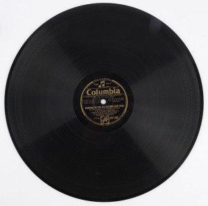 MELBOURNE CUP: "The Running of the Melbourne Cup, 1933" Columbia Records 78rpm recording of the broadcast description by Eric Welch; backed by "Race Your Fancy" on the B side. The 12 inch record is housed in an original Columbia Records paper sleeve.Won b