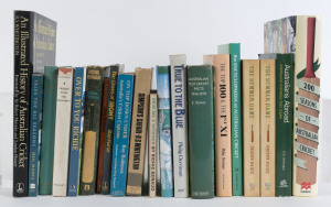 AUSTRALIAN CRICKET - LITERATURE: with hardbound titles including "200 Seasons of Australian Cricket" (1997), "An Illustrated History of Australian Cricket" by Whittington (1972), "The Encyclopaedia of Australian Cricket" by Andrews (1980), "True to the Blue - A History of the New South Wales Cricket Association" by Derriman (1985), "The Top 100 & The 1st X1" by Philip Derriman (1987) "Australian Cricket Anecdotes" by Gideon Haigh (1996), "Australian Test Cricket Facts 1946-1978" by Stokes (1979)