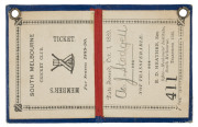 SOUTH MELBOURNE CRICKET CLUB: 1889-90 Membership Ticket, No.411 for A.J. Stodgett. Royal blue leather, with gold embossing. - 2