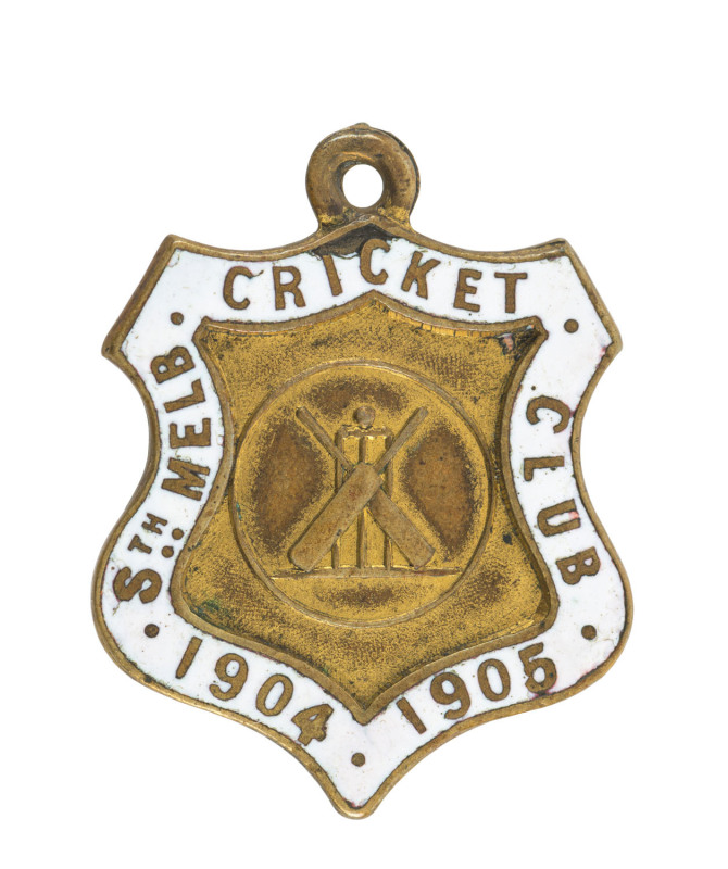 SOUTH MELBOURNE CRICKET CLUB: 1904-05 Membership fob, No.52; made by Stokes & Sons.