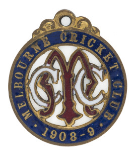 MELBOURNE CRICKET CLUB, 1908-9 Membership fob, Made by Stokes; No.1351.