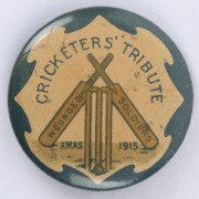 MELBOURNE CRICKET CLUB: Badge "CRICKETERS' TRIBUTE, WOUNDED SOLDIERS, XMAS 1915"