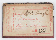 MELBOURNE CRICKET CLUB: 1934-35 Honorary Membership Ticket, No.127 for Mr.A. Hough; red-brown leather with gold embossing. (faults). - 2