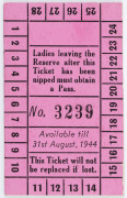 MELBOURNE CRICKET CLUB, 1943-44 Lady's Season Ticket, No.3239; superb condition. An extremely scarce WW2-era piece. - 2