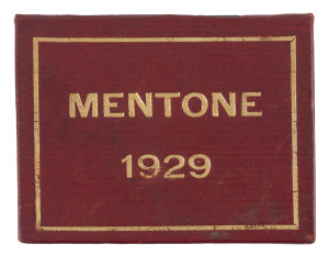 MENTONE RACING CLUB (VICTORIA): 1929 Membership Ticket folder No.61 issued to C.M. Walsh, with several Gate Coupons still intact; red leather with gold embossing.