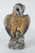 HUGO LONITZ (attributed) Prussian majolica owl statue, circa 1870s, 37cm high - 3