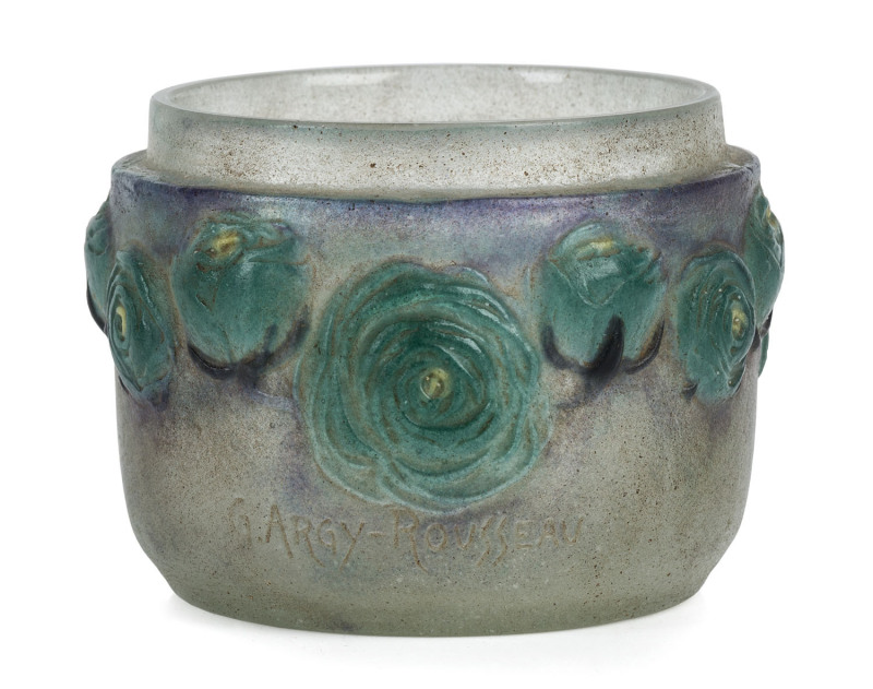 GABRIEL ARGY-ROUSSEAU French Pate De Verre floral bowl, early 20th century, signed "G Argy-Rousseau, France", 6.5cm high, 8.5cm diameter