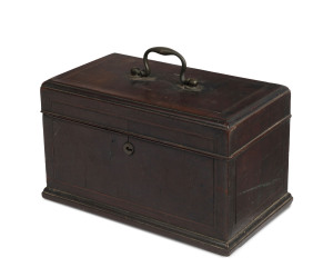 A Georgian tea caddy, mahogany and oak with string inlay, 18th century, interior has been removed, 15cm high, 26cm wide, 15cm deep