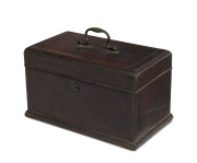 A Georgian tea caddy, mahogany and oak with string inlay, 18th century, interior has been removed, ​15cm high, 26cm wide, 15cm deep