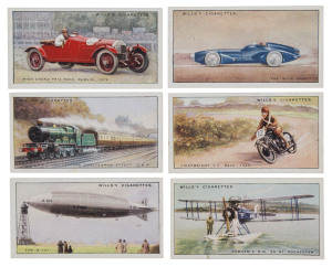CIGARETTE CARDS: AVIATION, etc.: W.D. & H.O. WILLS: 1930 "Speed" complete set (50) EF. The set includes "The Southern Cross", "The Graf Zeppelin", "The Bluebird", "The Royal Scot" and "The Mauritania".