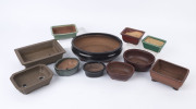 Eleven assorted bonsai pots, glazed pottery, 20th century, ​the largest 25cm wide