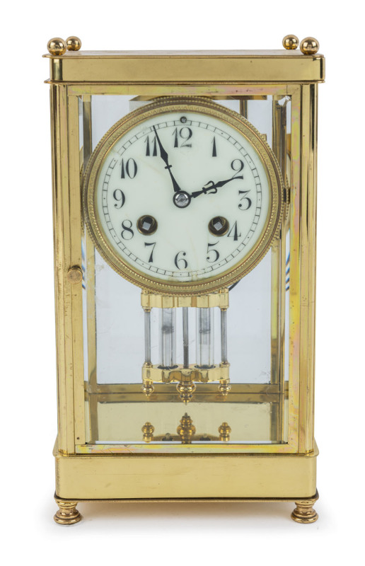 A French crystal regulator, 15 day time and strike movement with Arabic numerals, movement stamped "Made In France", late 19th century, ​26cm high