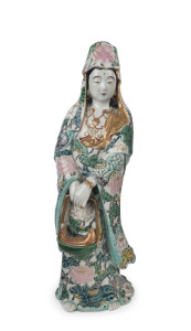 A Japanese earthenware statue of a lady, late Meiji period, ​45cm high