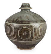 DAVID LEACH St Ives studio pottery vase, monogrammed "D. L." with St Ives mark, 23cm high, 23cm diameter