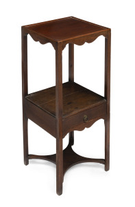 A Georgian bedside washstand, mahogany with single drawer, circa 1790, 78cm high, 34cm wide, 34cm deep
