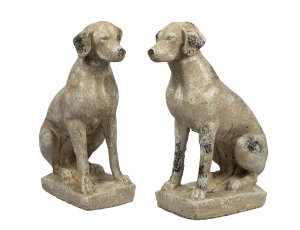 A pair of sitting dog garden statues, painted composite stone, 19th/20th century, ​70cm high