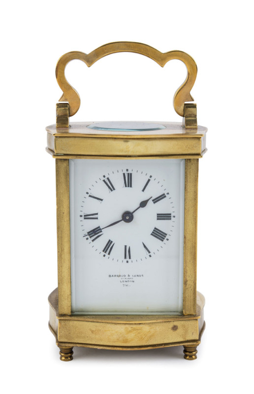 A French carriage clock, dial marked "Barraud & Lunds, Vendors, London", early 20th century, ​with key, 15cm high