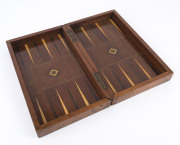 An antique folding games box, chess board top with backgammon interior, 19th century, ​37.5cm wide - 2