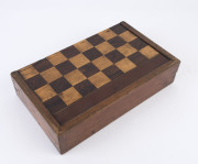 An antique folding games box, chess board top with backgammon interior, 19th century, ​37.5cm wide - 3
