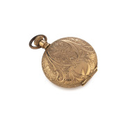 WALTHAM 10ct rose gold ladies pocket watch with engraved full hunter case, 19th century, ​5cm high overall - 2