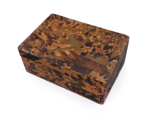 A Japanese jewellery box, tortoiseshell and lacquer work finish, Meiji period, 19th century, ​10cm high, 24cm wide, 16.5cm deep