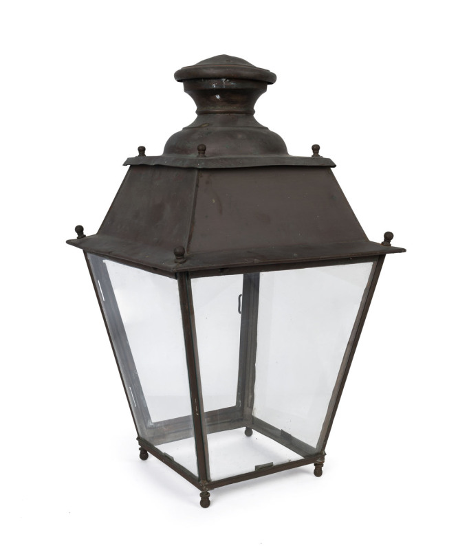 An antique copper street lantern, 19th century, ​61cm high