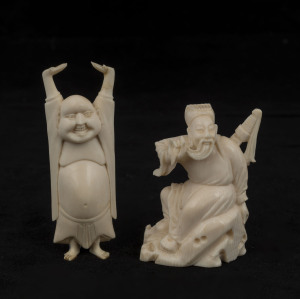 Two Chinese carved ivory figures, early to mid 20th century, ​6.5cm and 8cm high