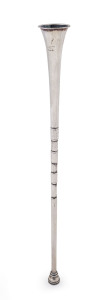 An antique sterling silver fox hunting horn, marks rubbed, circa 1900, ​30.5cm long, 44 grams