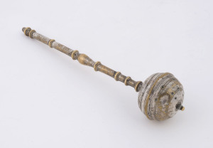An antique silver plated pomander, 19th century, 25cm long
