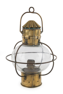 An English ships lantern, brass and glass, 19th century, ​39cm high