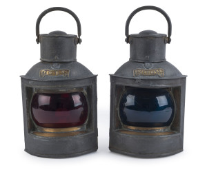 A pair of boat lanterns "PORT" AND "STARBOARD", 19th century, ​26cm high