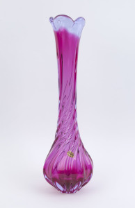 RICARO Bohemian art glass vase, original oval foil label, ​45cm high
