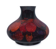 MOORCROFT "WISTERIA" rare flambe pottery vase, circa 1932, impressed stamp "Moorcroft, Made In England", also bearing original paper label "By Appointment Potter To H.M. The Queen", ​22cm high, 25cm wide