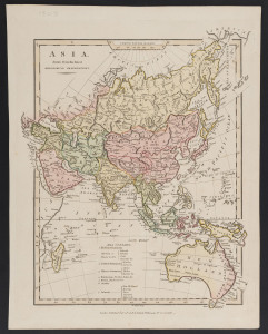 Robert Wilkinson: "ASIA, drawn from the latest Astronomical Observations", ​contemporary hand-colouring, [London, 1808], includes New Holland, 34 x 27cm