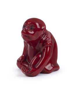 BERNARD MOORE Flambé porcelain monkey with glass eyes, circa 1920, ​8.5cm high